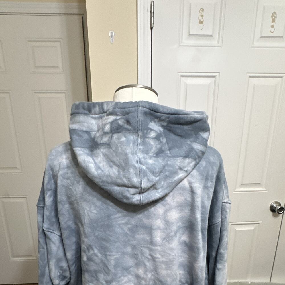 Mountain Men's L Blue/Gray Fleece Pullover Hoodie Tie-Dye Eagle Graphic Pocket - Picture 7 of 10